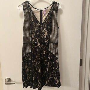 Alya Black and Cream Lace Mini Dress